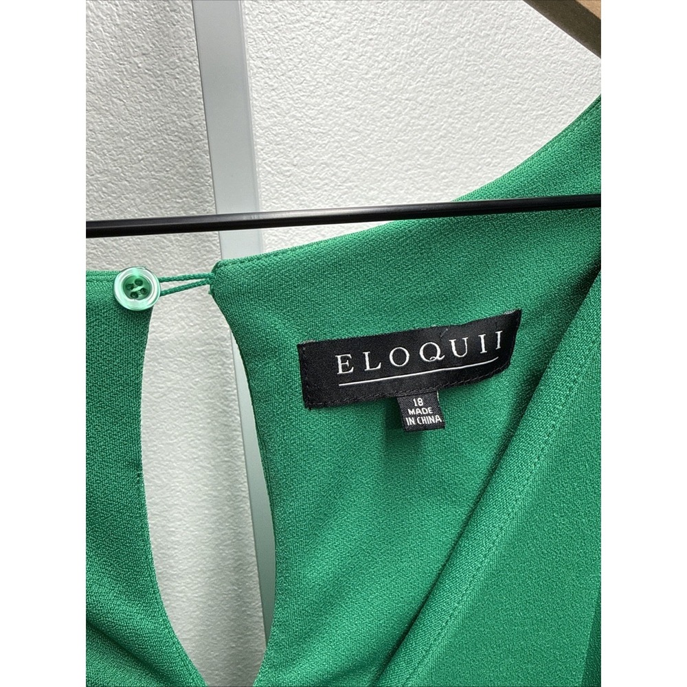 Eloquii Emerald Green Midi Dress Size 18 Short Sleeve Spring Summer office - Picture 2 of 9